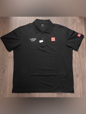 NWT - Laver Cup UNIQLO Black Polo Roger Federer Tennis Shirt
